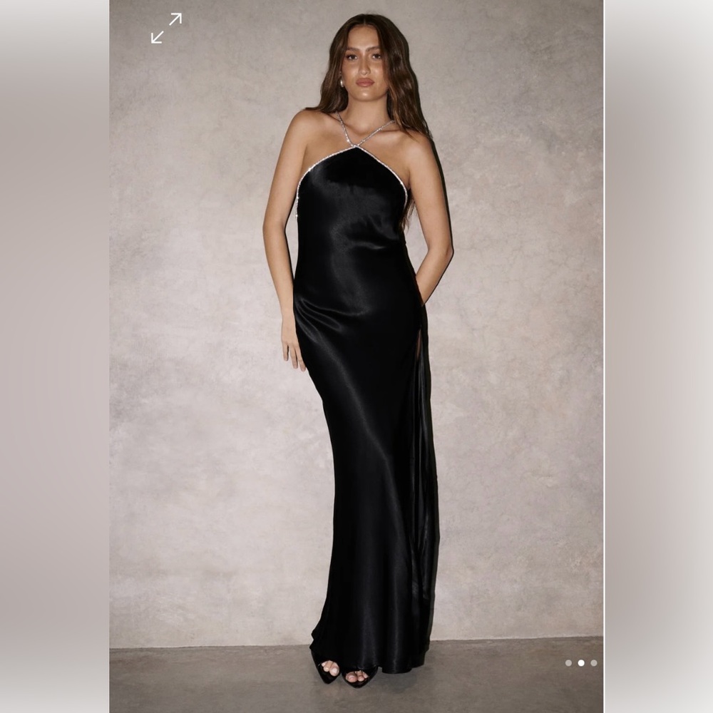 Meshki Louise Diamante Rope Maxi Dress in Black